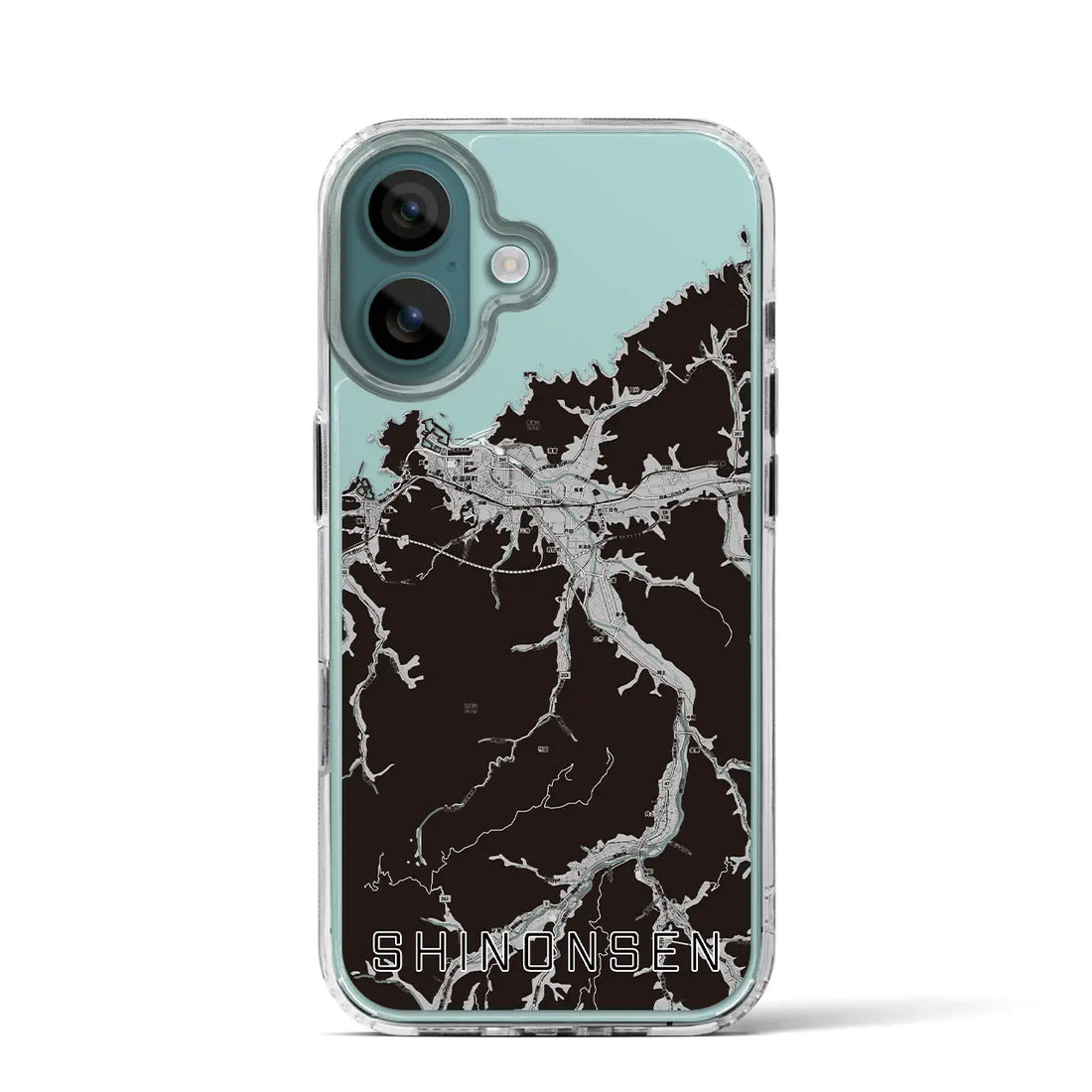 【新温泉(兵庫県)】地図柄iPhoneケース(MagSafeタイプ)モノトーン・iPhone 16 Pro 用