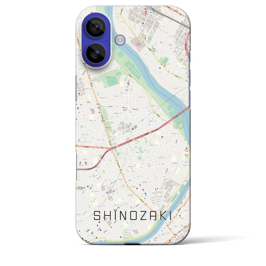 【篠崎(東京都)】地図柄iPhoneケース(バックカバータイプ)ナチュラル・iPhone 16 Pro Max 用