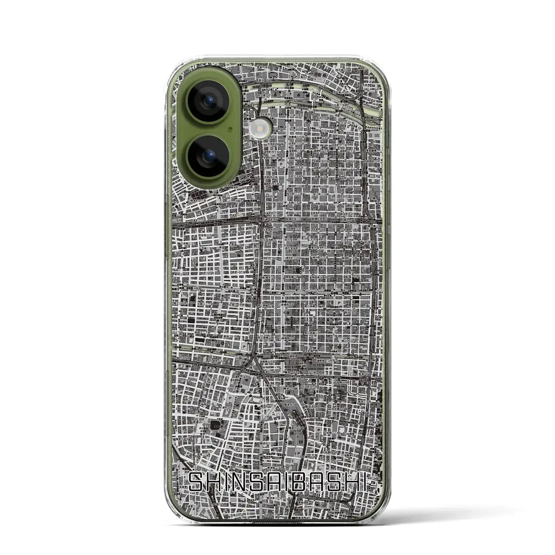 【心斎橋（大阪府）】地図柄iPhoneケース（クリアタイプ）モノトーン・iPhone 17 Pro Max 用