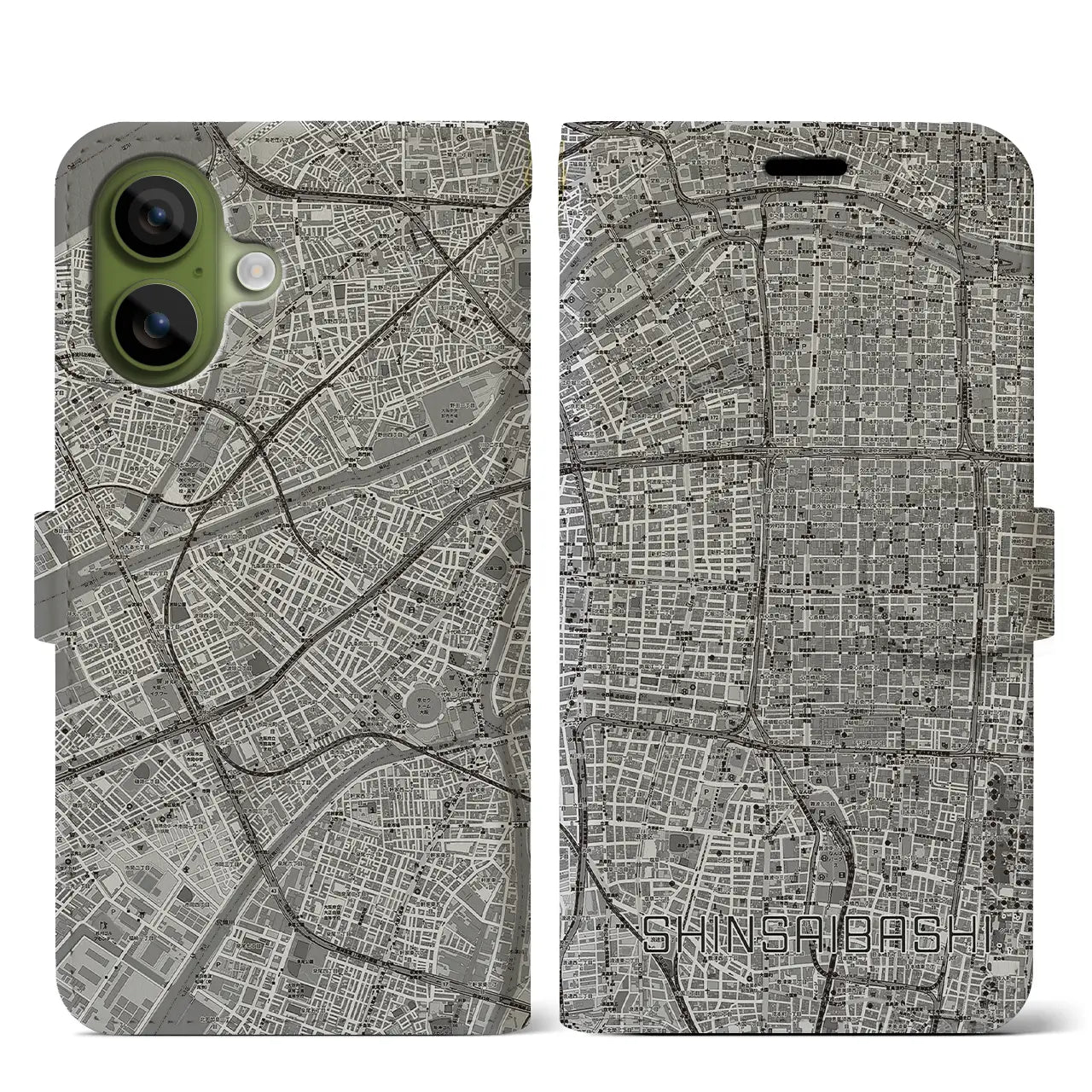 【心斎橋（大阪府）】地図柄iPhoneケース（手帳タイプ）