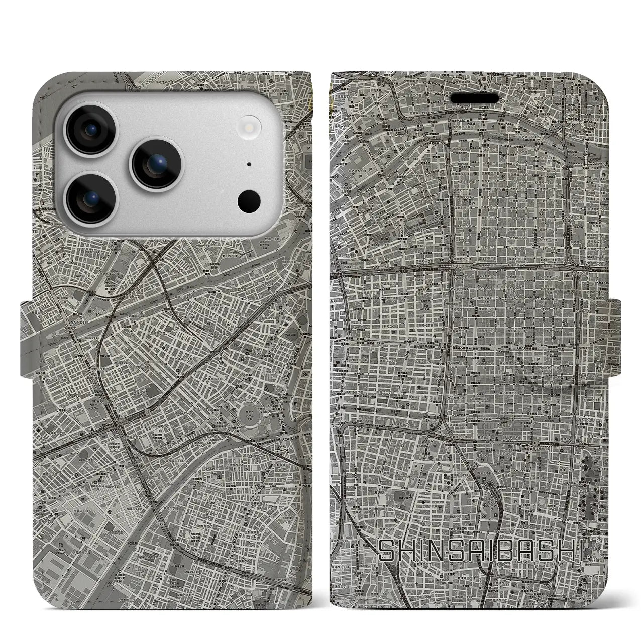 【心斎橋（大阪府）】地図柄iPhoneケース（手帳タイプ）