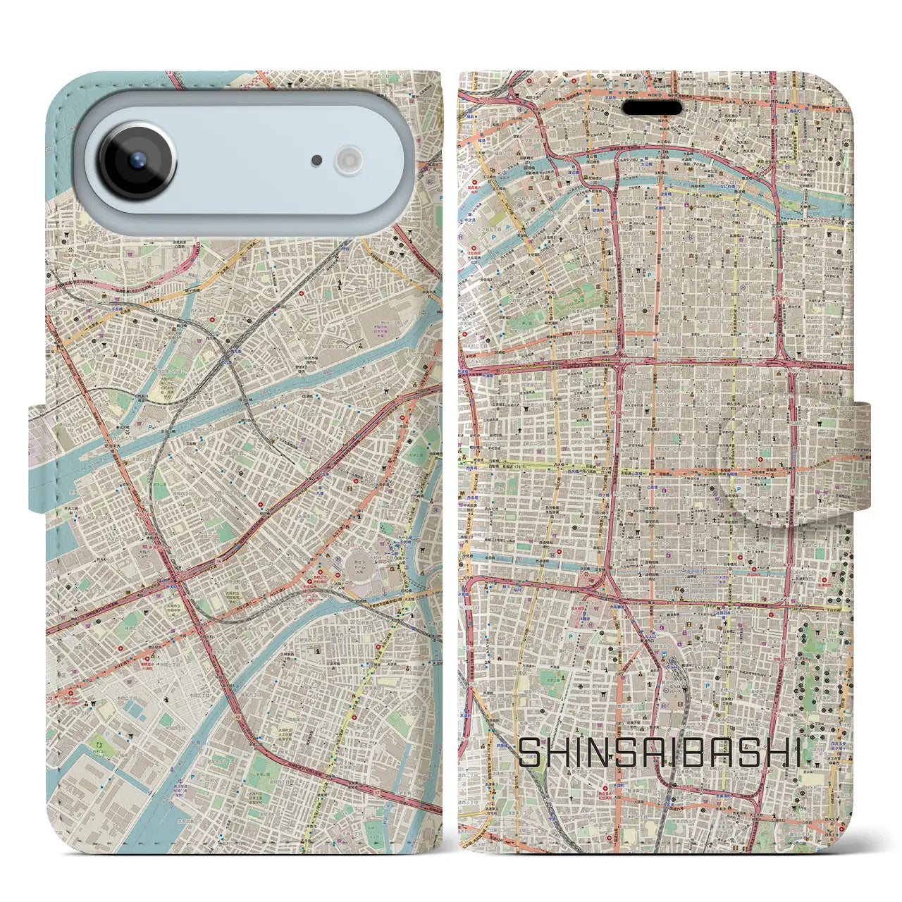 【心斎橋（大阪府）】地図柄iPhoneケース（手帳タイプ）