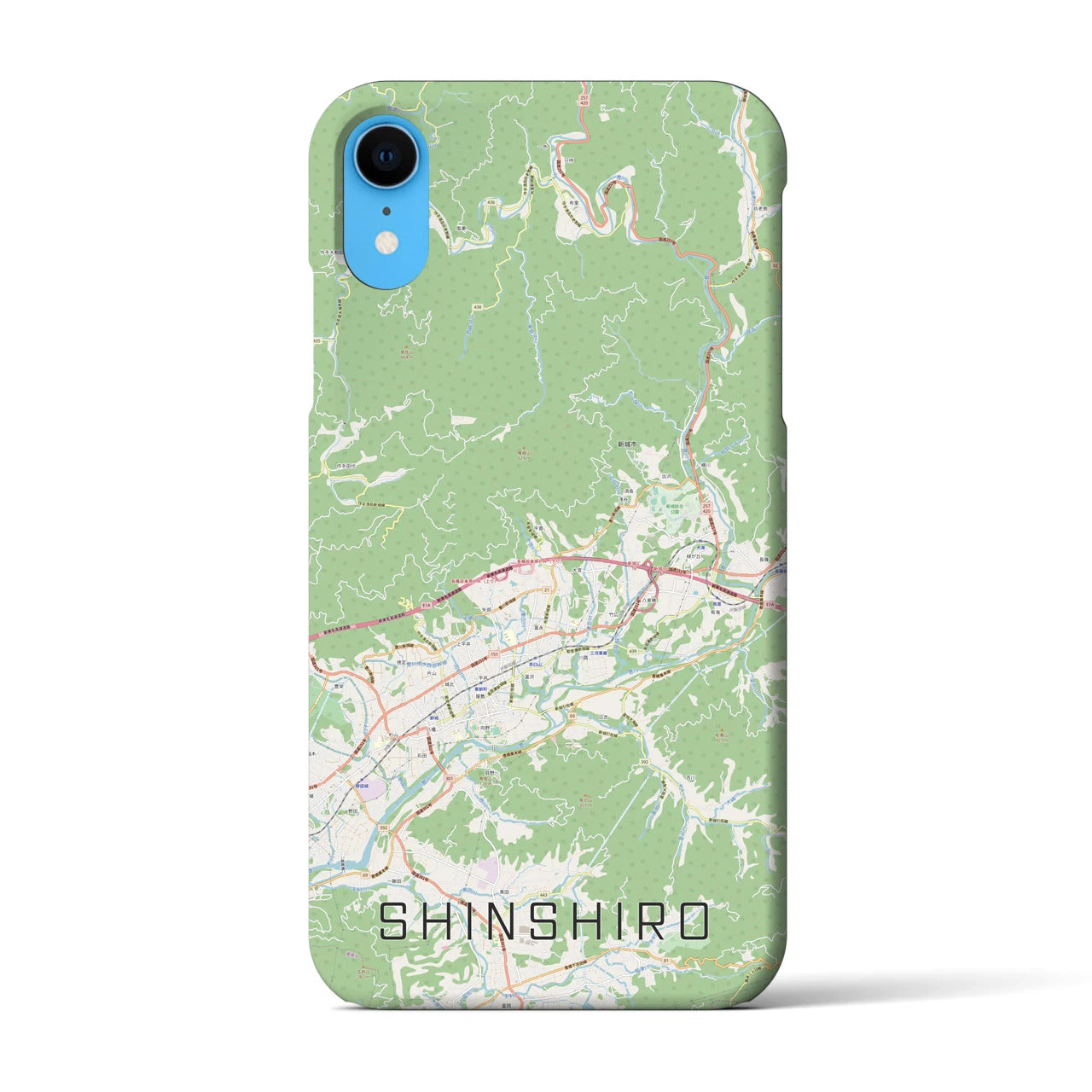 【新城（愛知県）】地図柄iPhoneケース（バックカバータイプ）