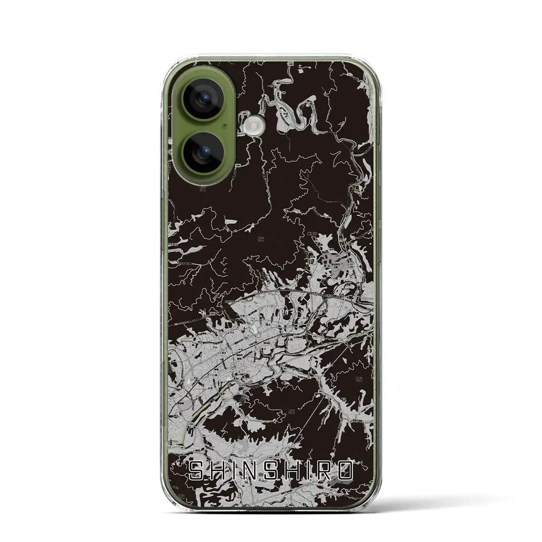 【新城（愛知県）】地図柄iPhoneケース（クリアタイプ）モノトーン・iPhone 17 Pro Max 用
