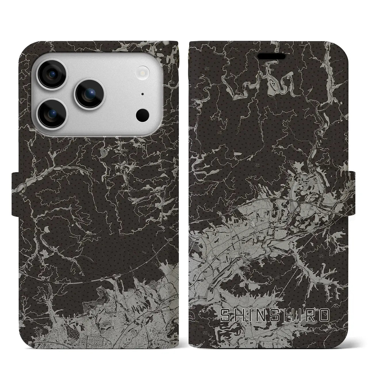 【新城（愛知県）】地図柄iPhoneケース（手帳タイプ）