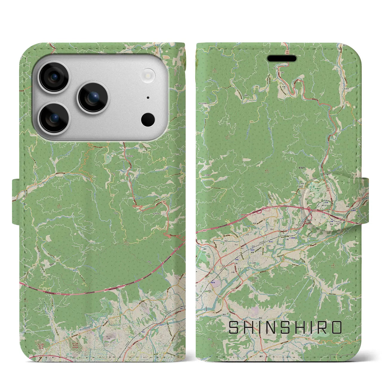 【新城（愛知県）】地図柄iPhoneケース（手帳タイプ）