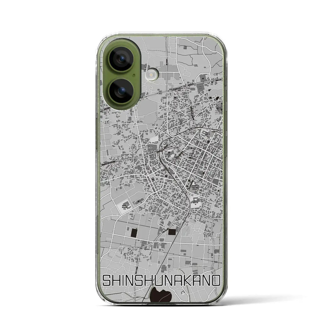 【信州中野（長野県）】地図柄iPhoneケース（クリアタイプ）モノトーン・iPhone 17 Pro Max 用