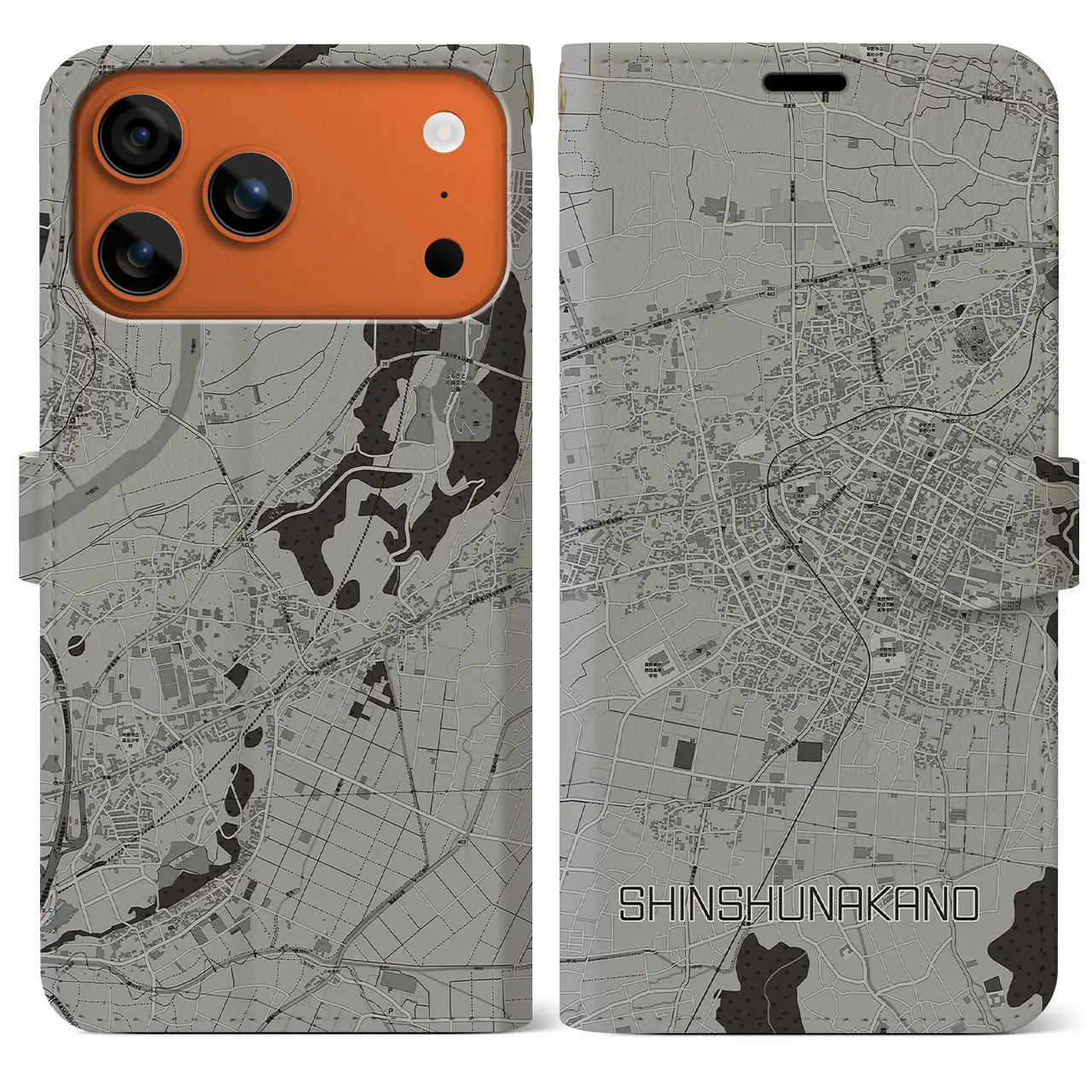 【信州中野（長野県）】地図柄iPhoneケース（手帳タイプ）