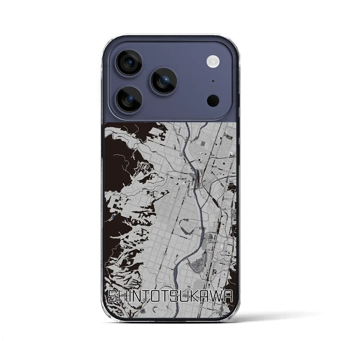 【新十津川(北海道)】地図柄iPhoneケース(クリアタイプ)モノトーン・iPhone 17 Pro Max 用