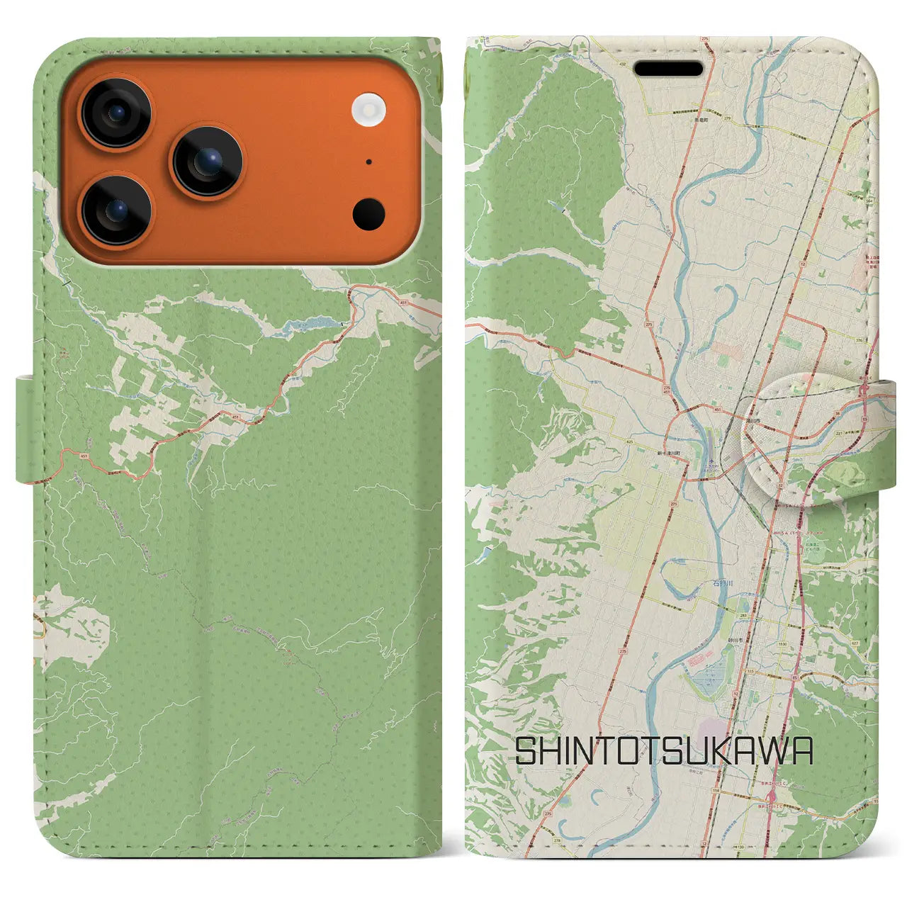 【新十津川(北海道)】地図柄iPhoneケース(手帳タイプ)