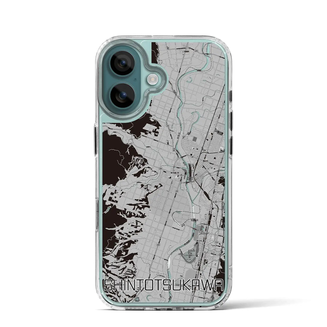 【新十津川（北海道）】地図柄iPhoneケース（MagSafeタイプ）モノトーン・iPhone 16 Pro 用