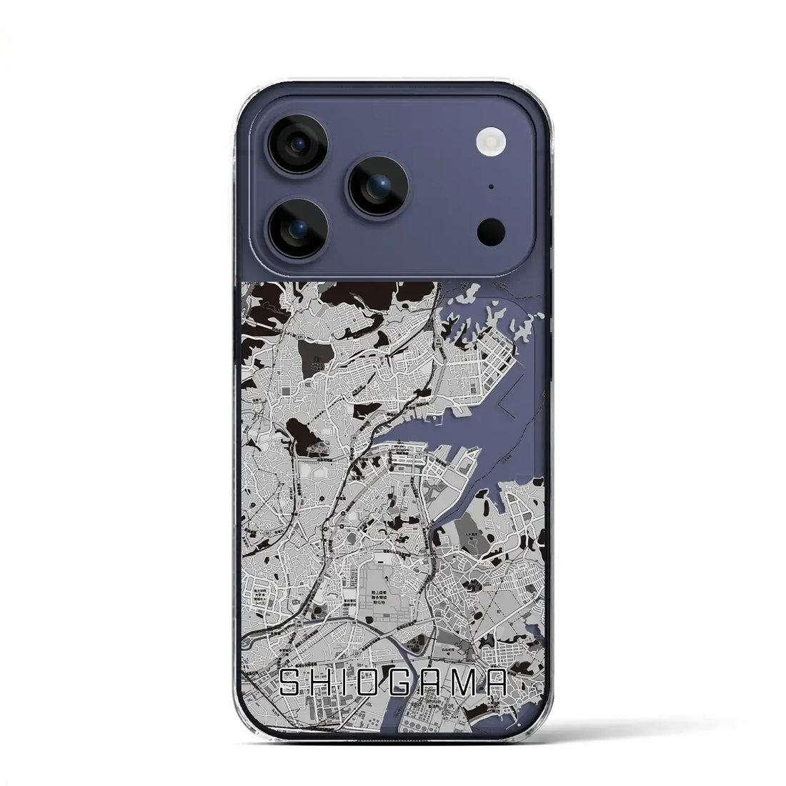 【塩竈(宮城県)】地図柄iPhoneケース(クリアタイプ)モノトーン・iPhone 17 Pro Max 用