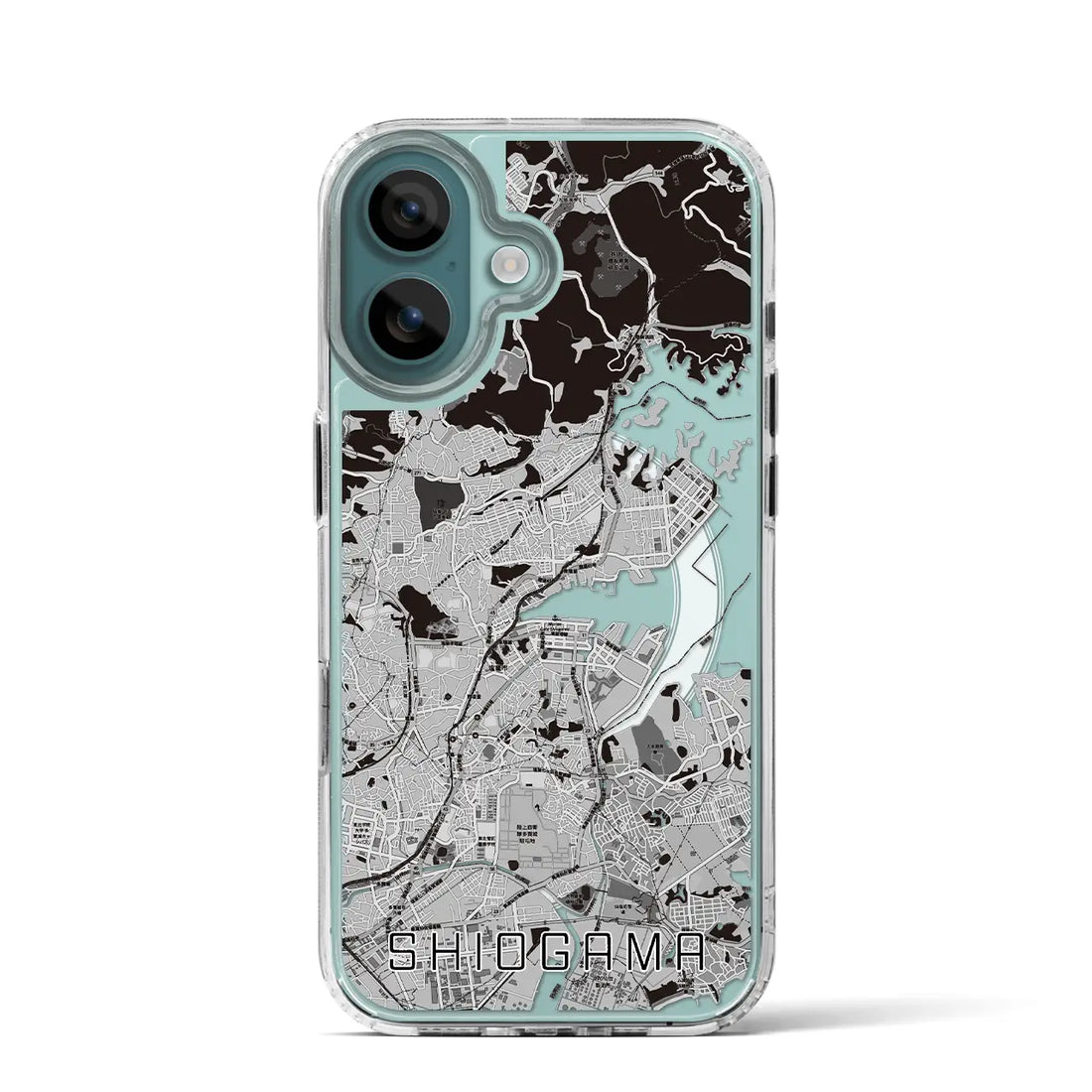 【塩竈(宮城県)】地図柄iPhoneケース(MagSafeタイプ)モノトーン・iPhone 16 Pro 用