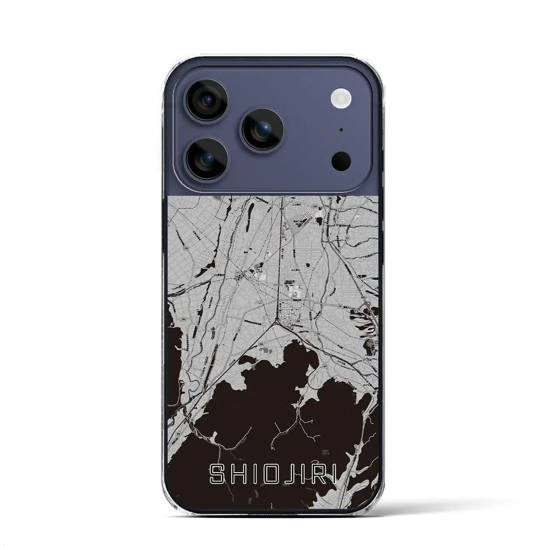 【塩尻(長野県)】地図柄iPhoneケース(クリアタイプ)モノトーン・iPhone 17 Pro Max 用