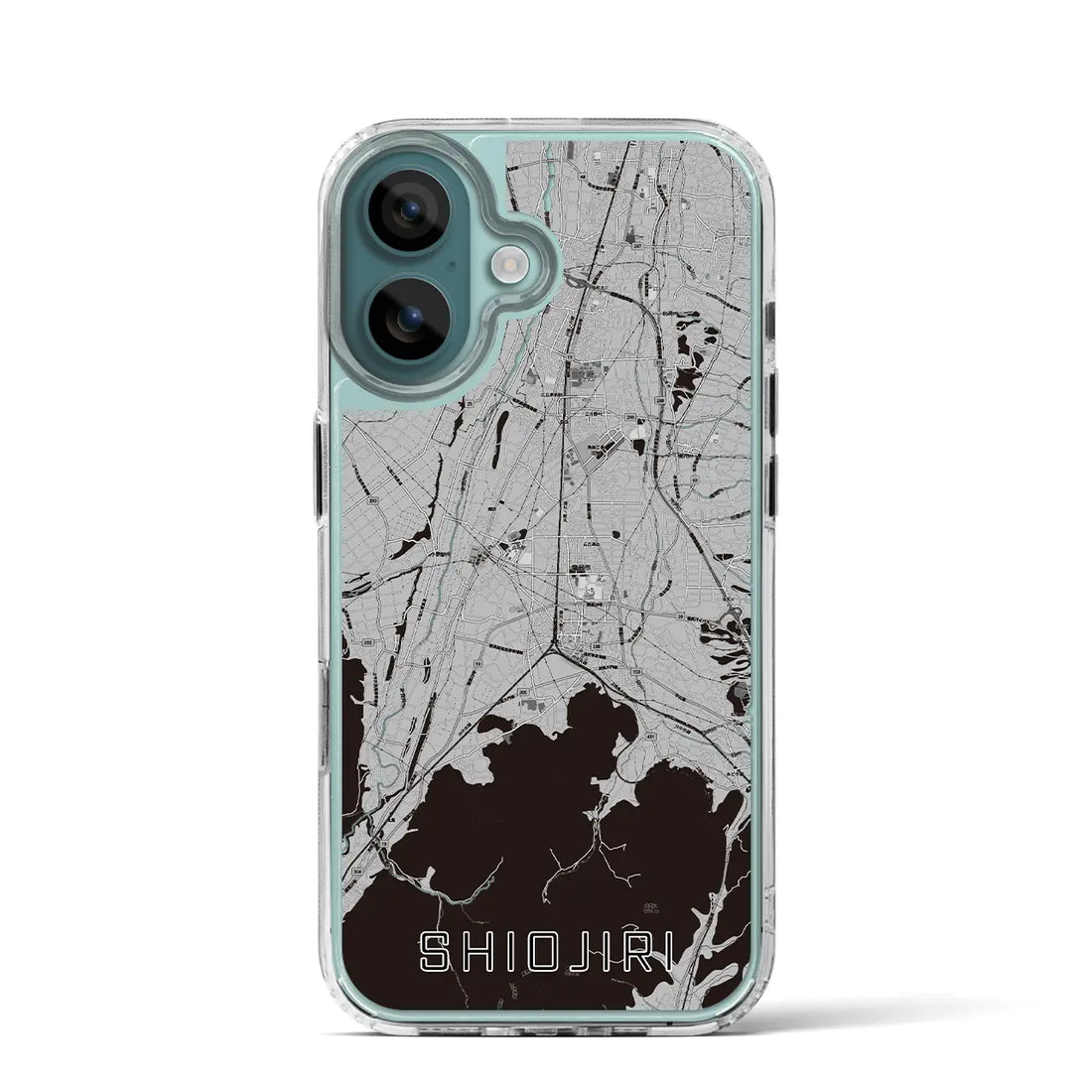 【塩尻（長野県）】地図柄iPhoneケース（MagSafeタイプ）モノトーン・iPhone 16 Pro 用