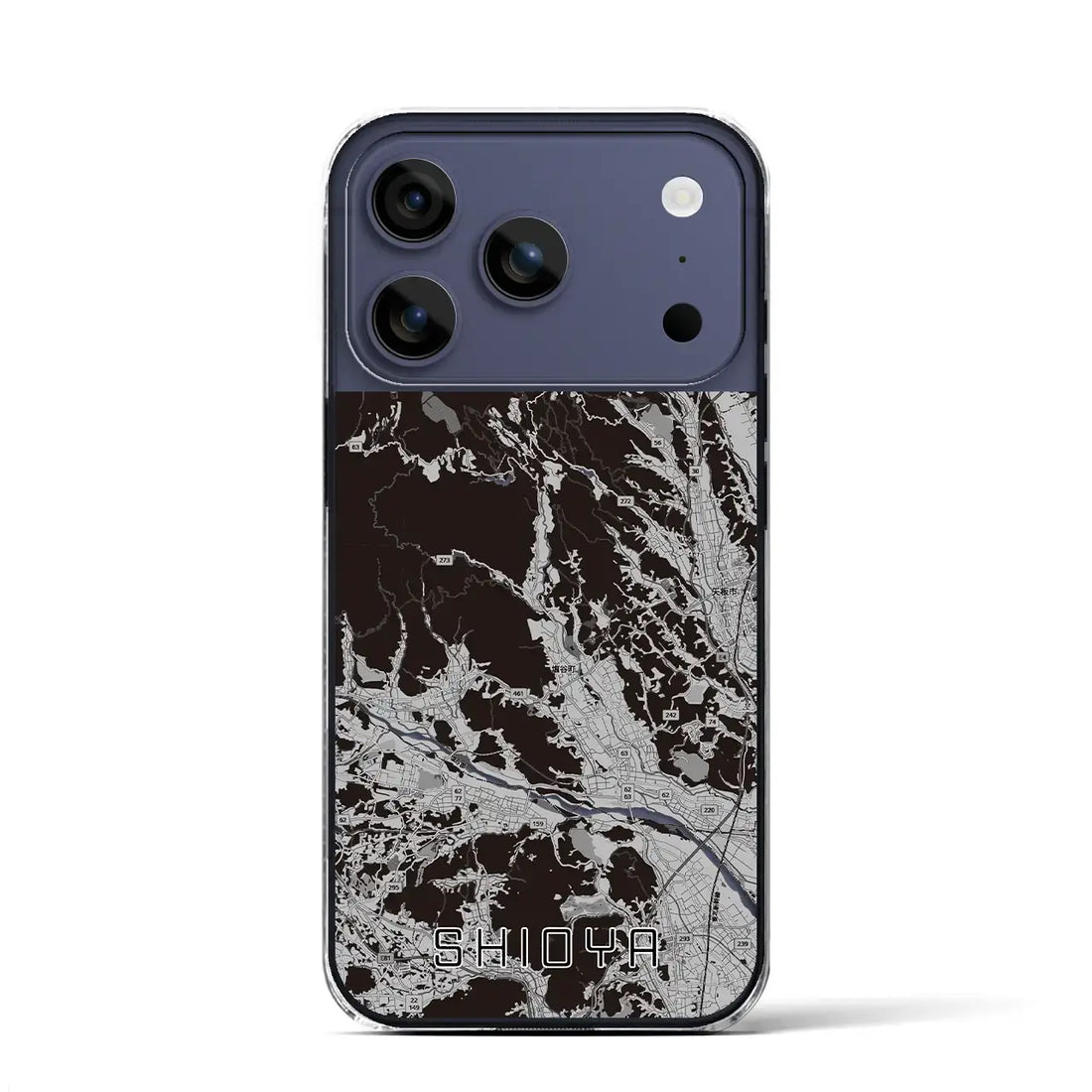 【塩谷(栃木県)】地図柄iPhoneケース(クリアタイプ)モノトーン・iPhone 17 Pro Max 用