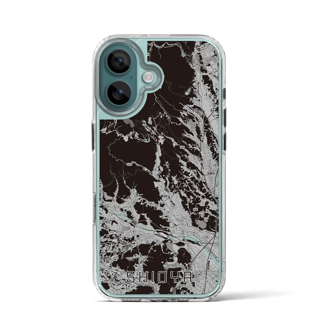 【塩谷（栃木県）】地図柄iPhoneケース（MagSafeタイプ）モノトーン・iPhone 16 Pro 用