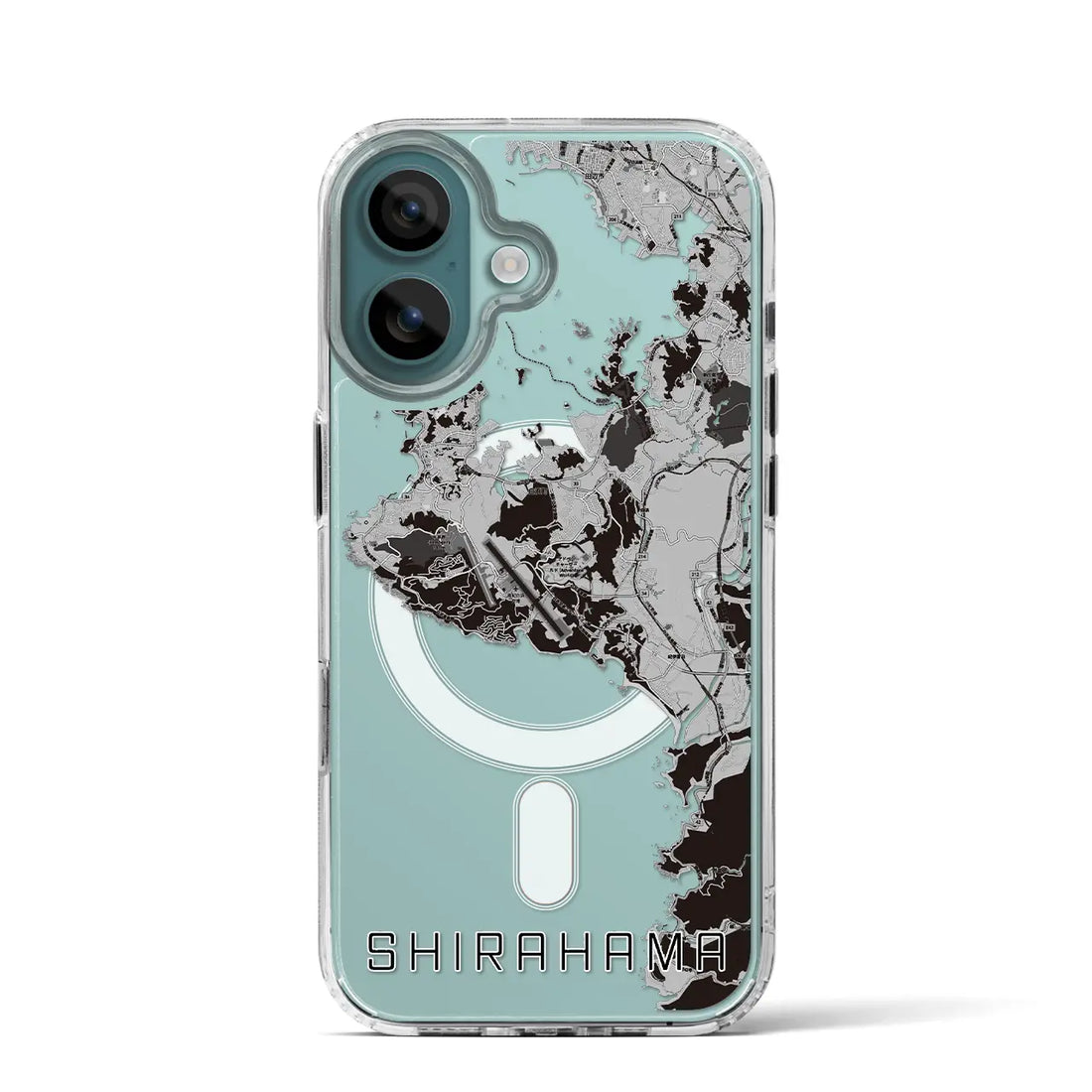 【白浜(和歌山県)】地図柄iPhoneケース(MagSafeタイプ)モノトーン・iPhone 16 Pro 用