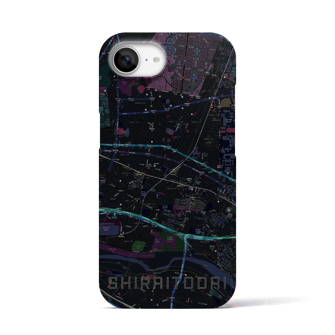 【白糸台（東京都）】地図柄iPhoneケース（バックカバータイプ）