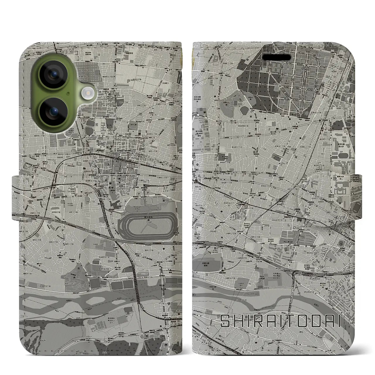 【白糸台（東京都）】地図柄iPhoneケース（手帳タイプ）