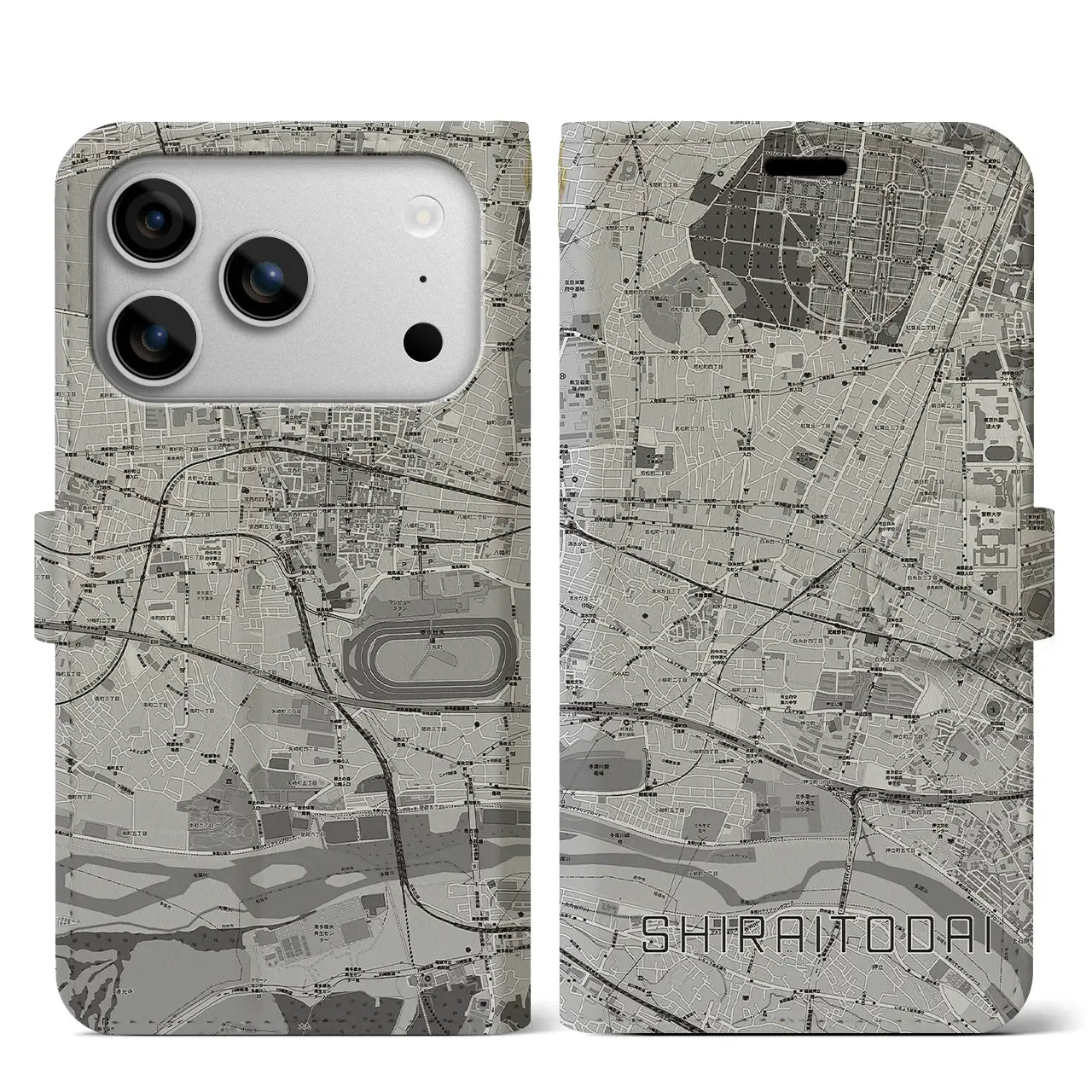 【白糸台（東京都）】地図柄iPhoneケース（手帳タイプ）