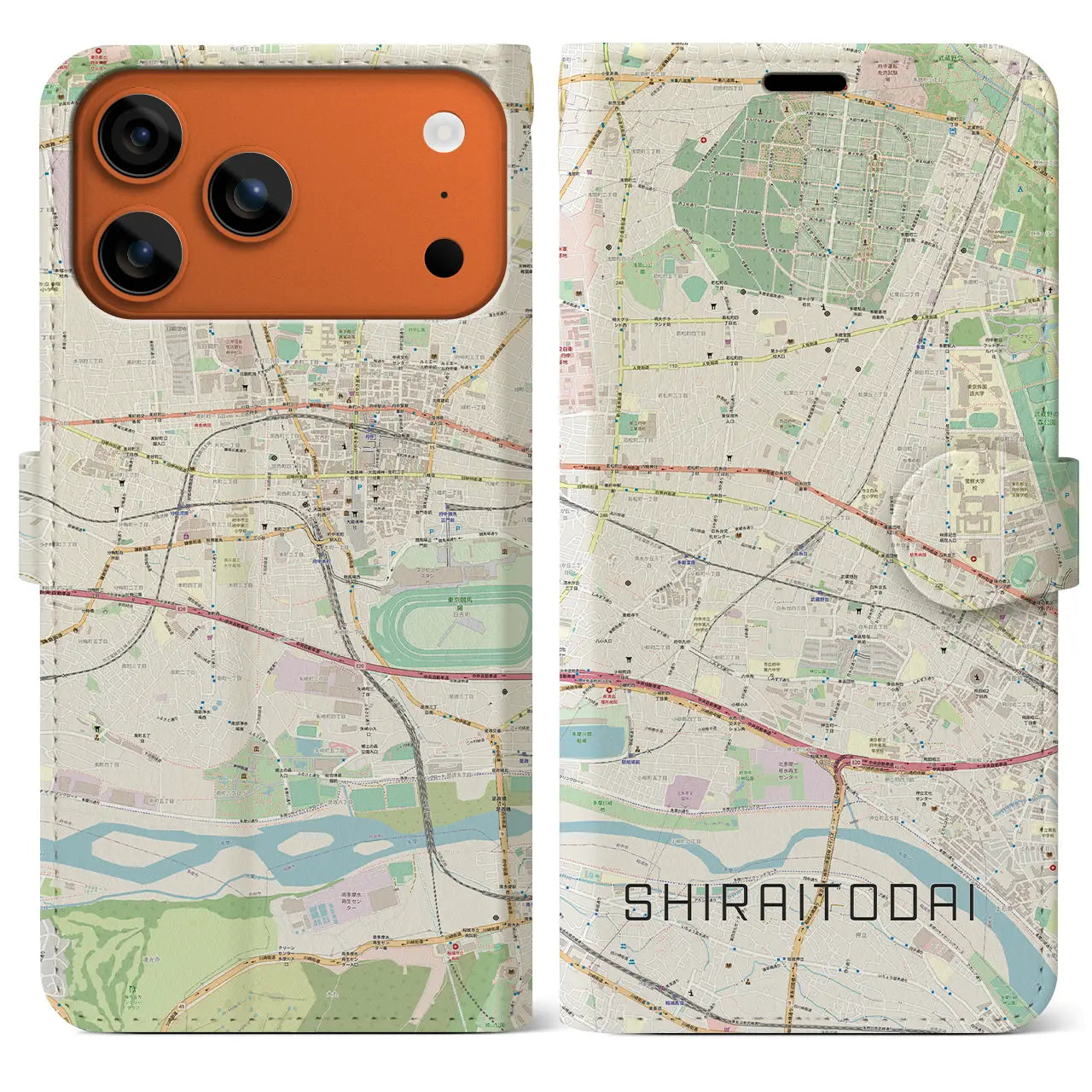 【白糸台（東京都）】地図柄iPhoneケース（手帳タイプ）