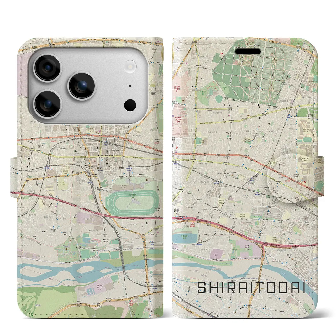 【白糸台（東京都）】地図柄iPhoneケース（手帳タイプ）