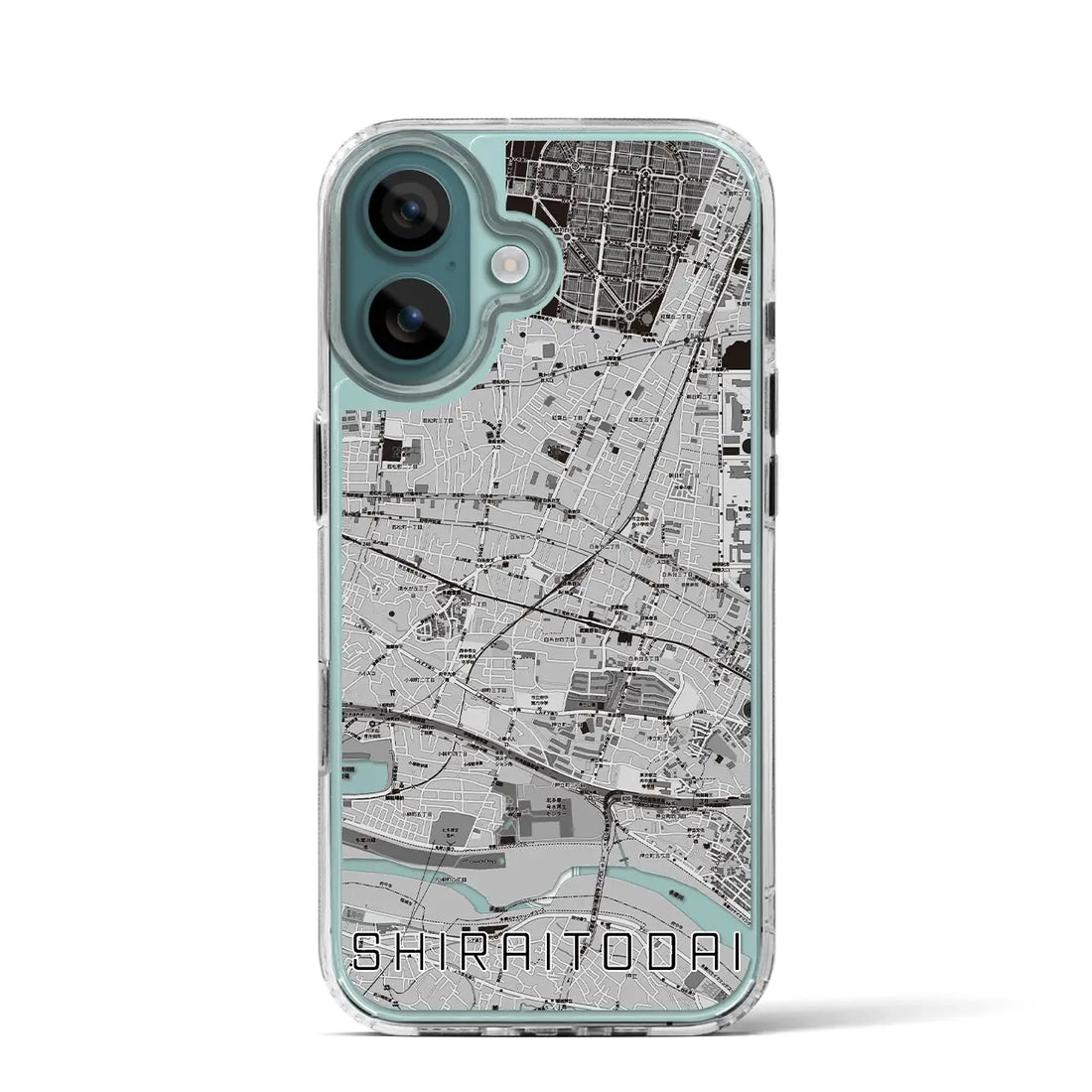 【白糸台(東京都)】地図柄iPhoneケース(MagSafeタイプ)モノトーン・iPhone 16 Pro 用