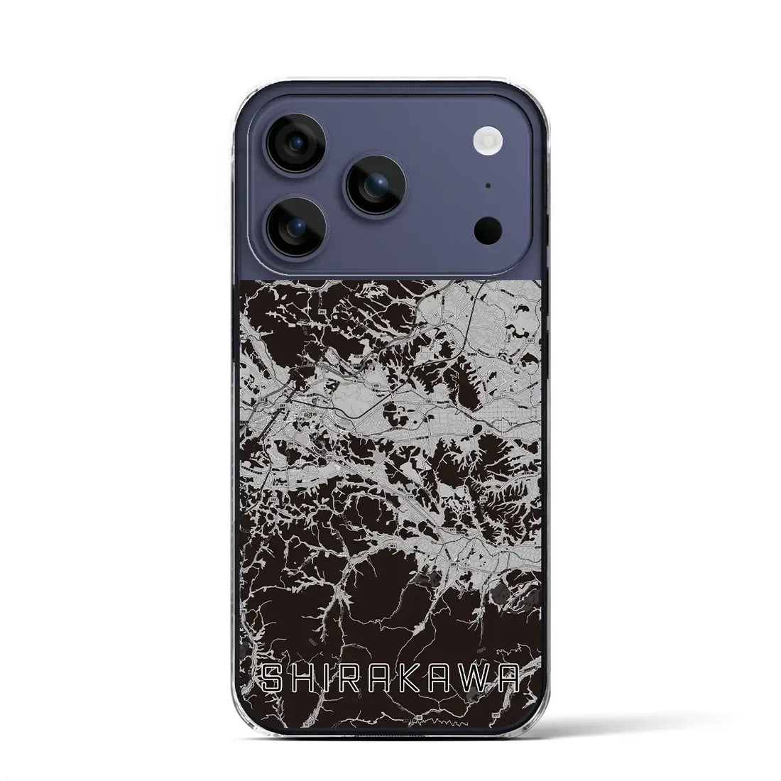 【白河(福島県)】地図柄iPhoneケース(クリアタイプ)モノトーン・iPhone 17 Pro Max 用