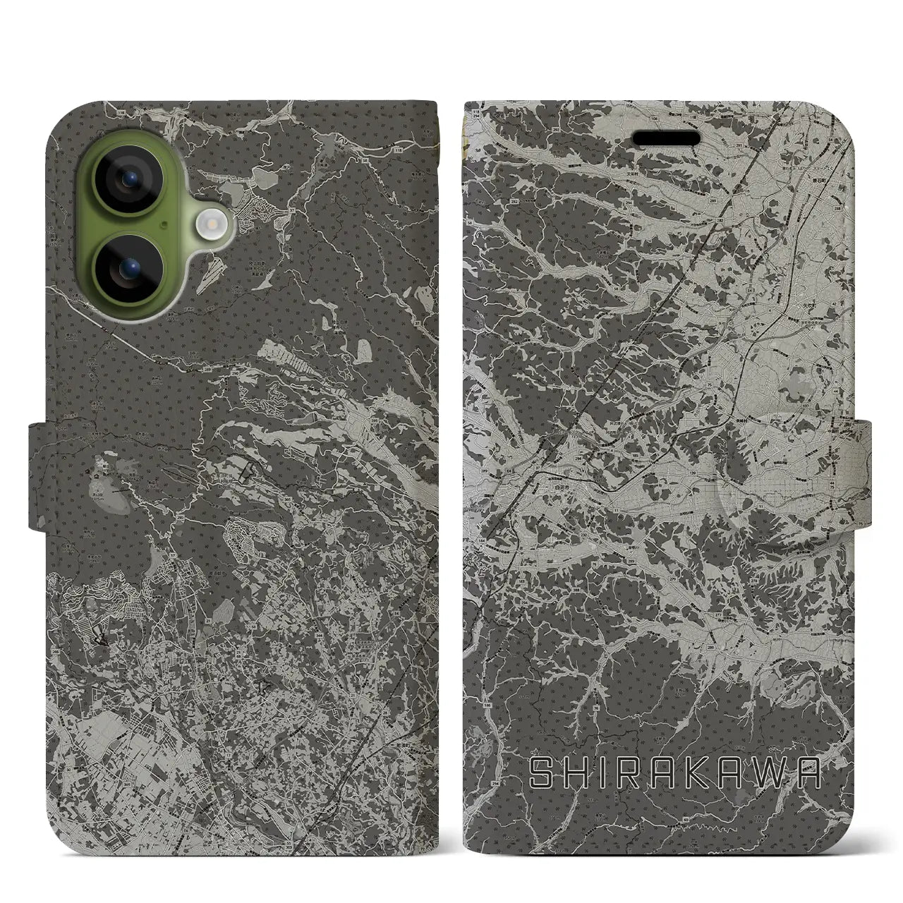 【白河（福島県）】地図柄iPhoneケース（手帳タイプ）