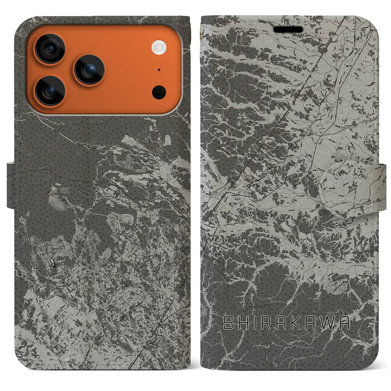 【白河（福島県）】地図柄iPhoneケース（手帳タイプ）