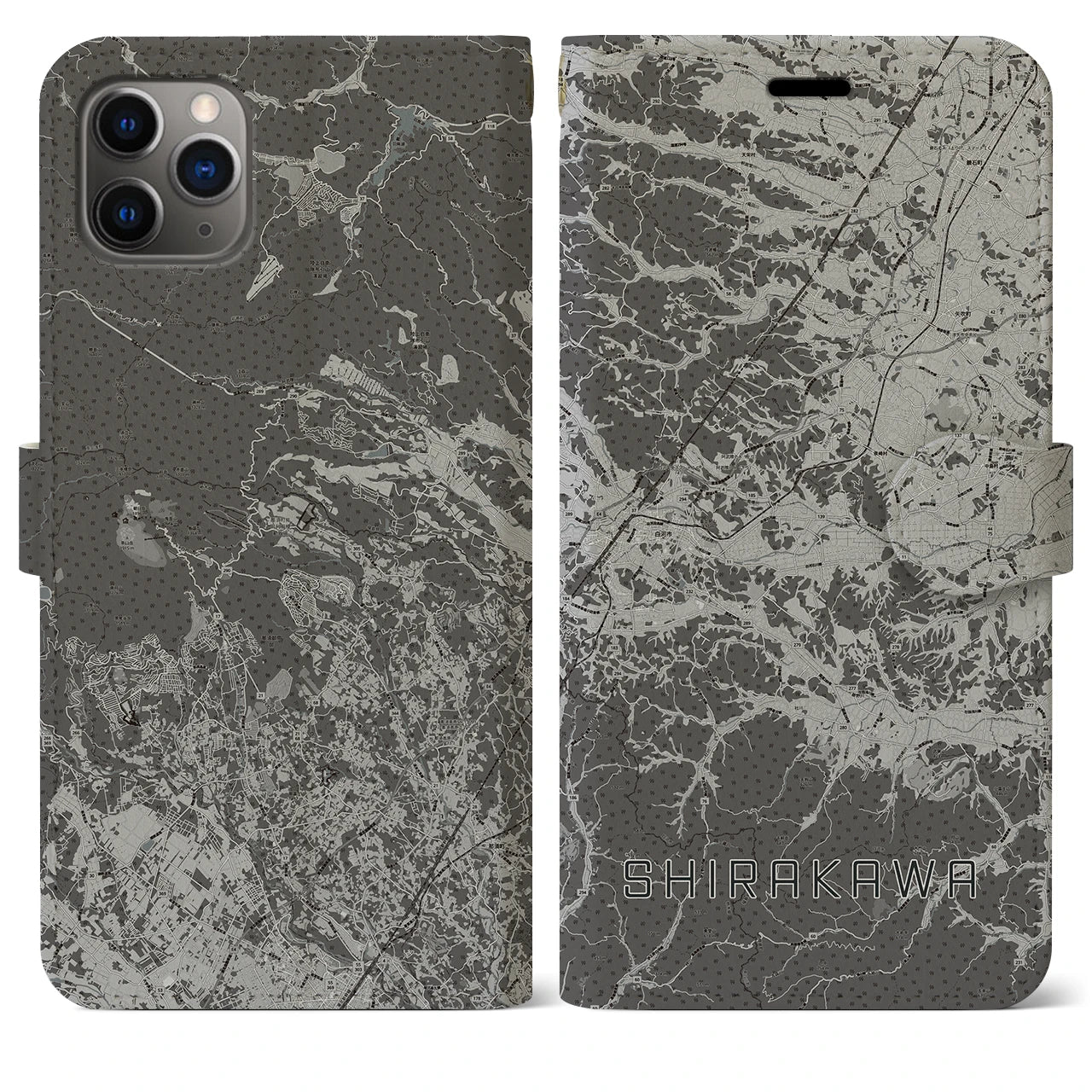 【白河（福島県）】地図柄iPhoneケース（手帳タイプ）