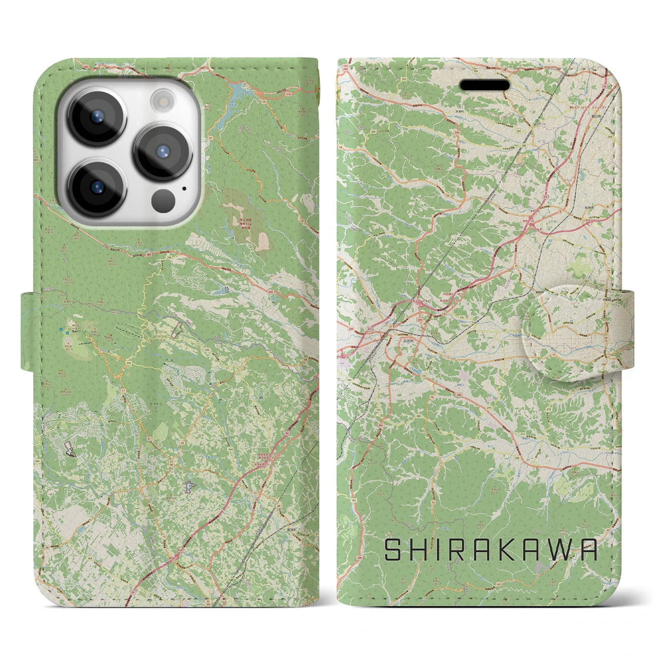 【白河（福島県）】地図柄iPhoneケース（手帳タイプ）