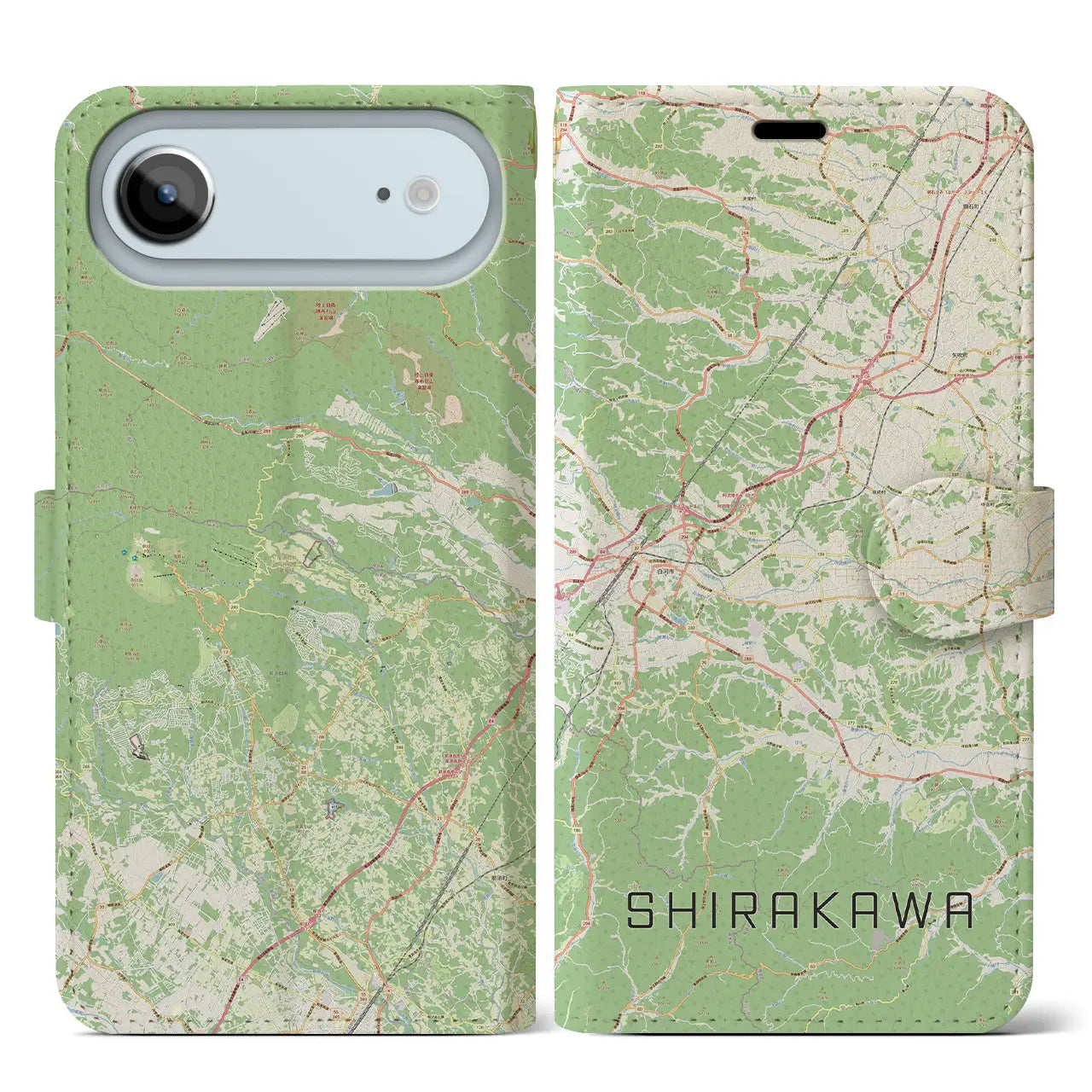 【白河（福島県）】地図柄iPhoneケース（手帳タイプ）