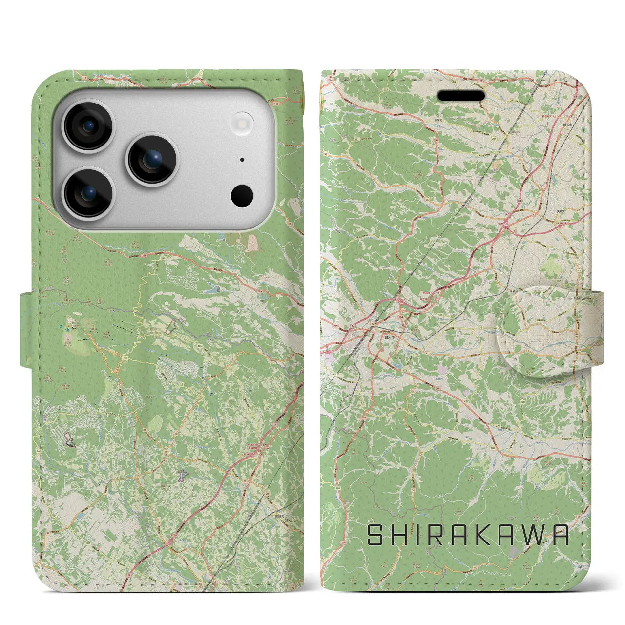 【白河（福島県）】地図柄iPhoneケース（手帳タイプ）