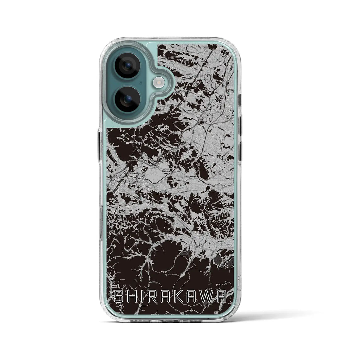 【白河(福島県)】地図柄iPhoneケース(MagSafeタイプ)モノトーン・iPhone 16 Pro 用
