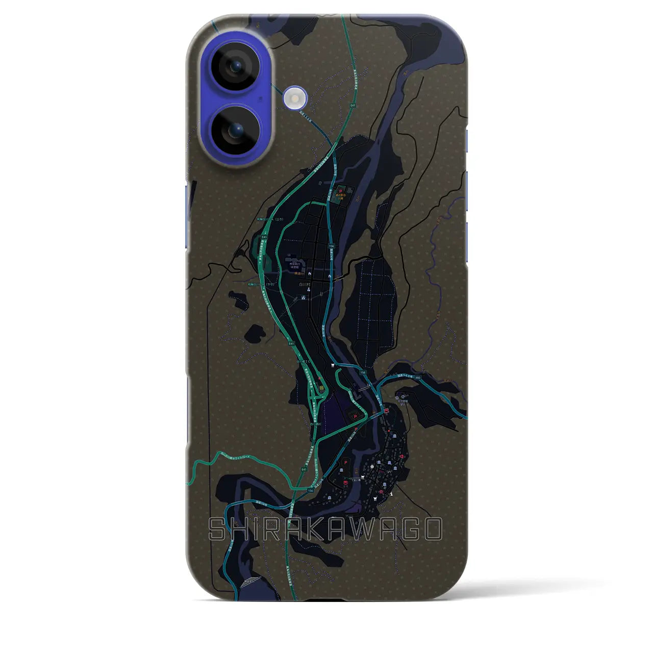 【白川郷（岐阜県）】地図柄iPhoneケース（バックカバータイプ）