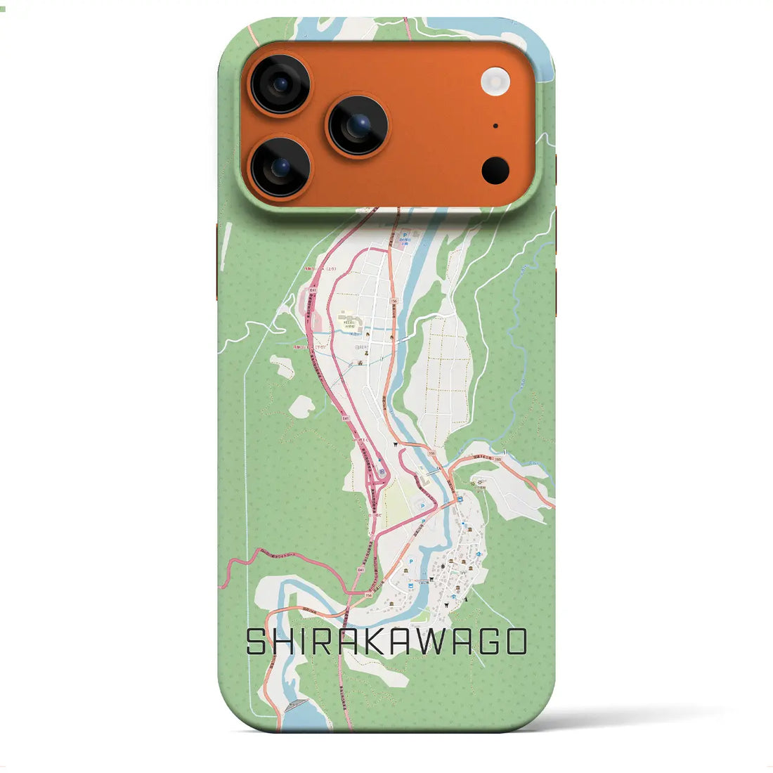 【白川郷（岐阜県）】地図柄iPhoneケース（バックカバータイプ）ブラック・iPhone 17 Pro Max 用