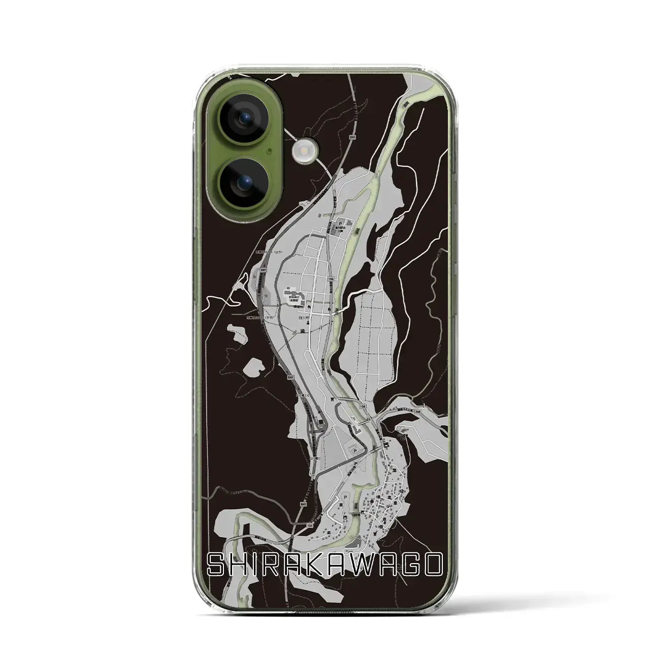 【白川郷（岐阜県）】地図柄iPhoneケース（クリアタイプ）モノトーン・iPhone 17 Pro Max 用