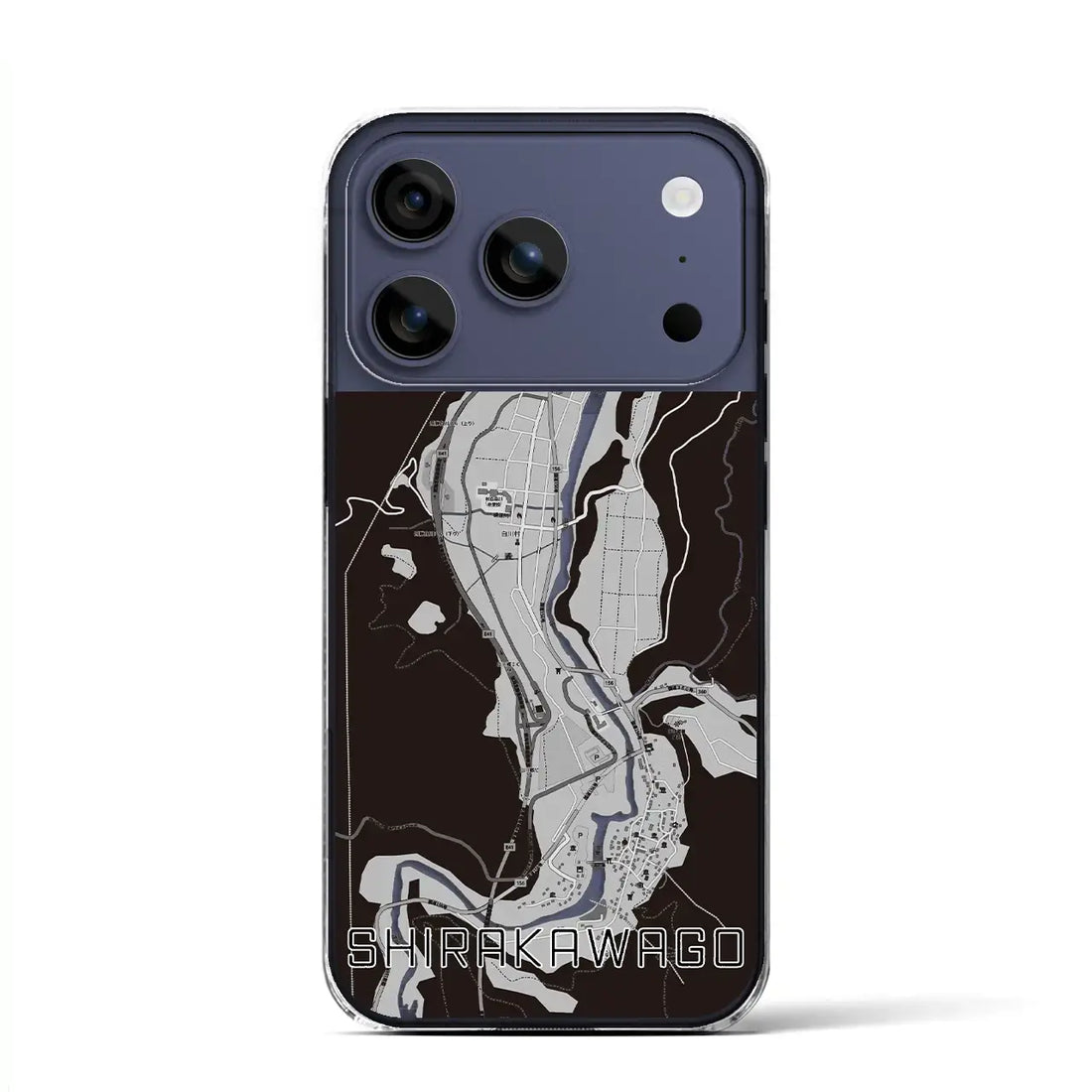 【白川郷(岐阜県)】地図柄iPhoneケース(クリアタイプ)モノトーン・iPhone 17 Pro Max 用