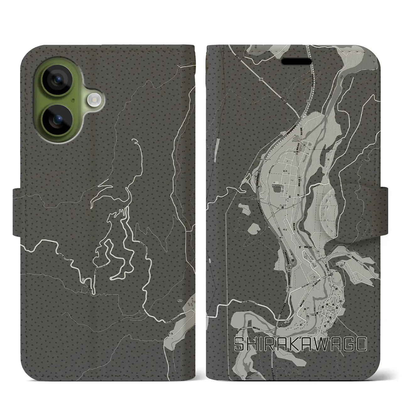 【白川郷（岐阜県）】地図柄iPhoneケース（手帳タイプ）