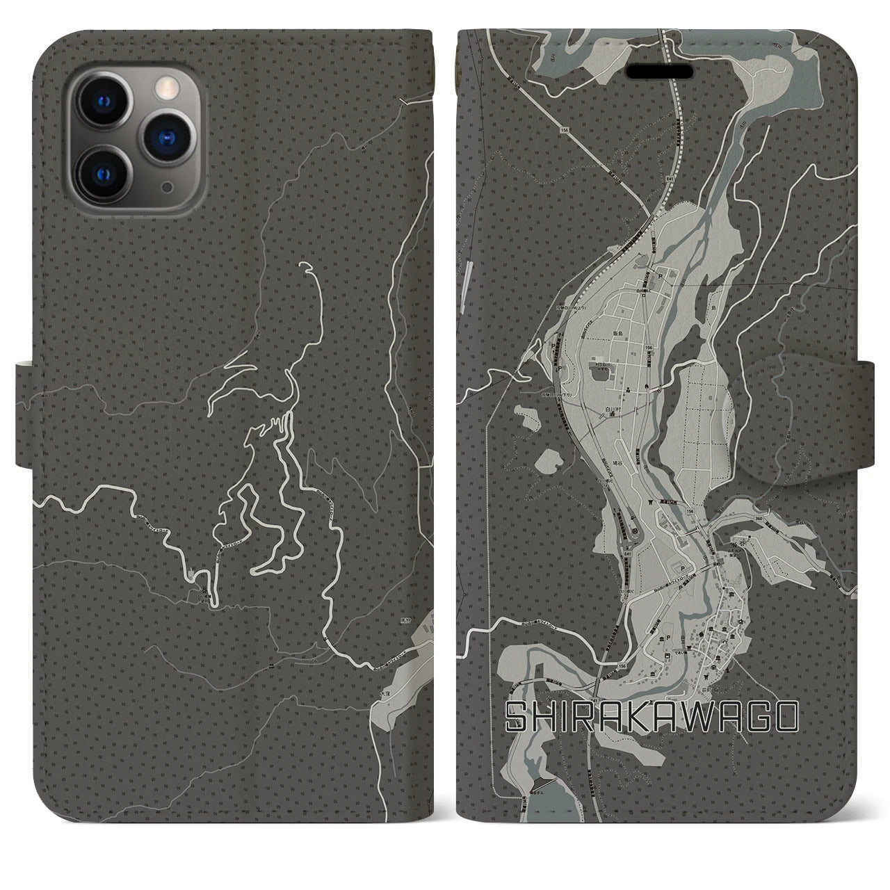 【白川郷（岐阜県）】地図柄iPhoneケース（手帳タイプ）