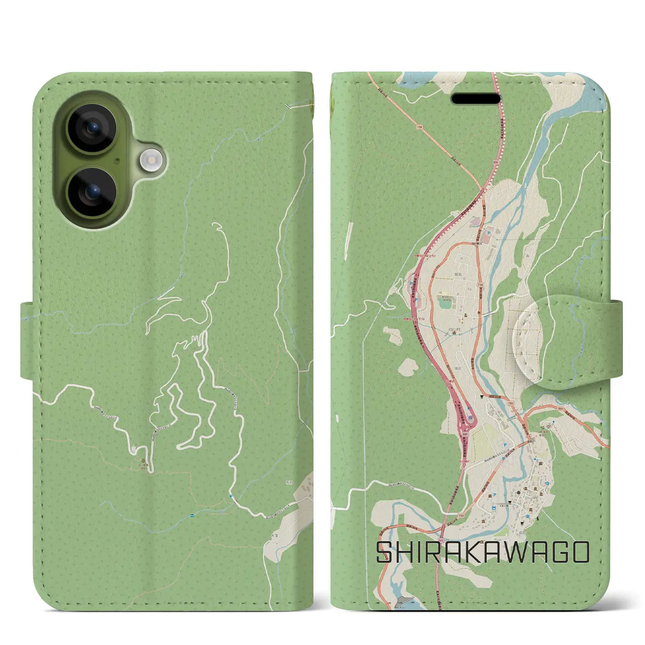 【白川郷（岐阜県）】地図柄iPhoneケース（手帳タイプ）