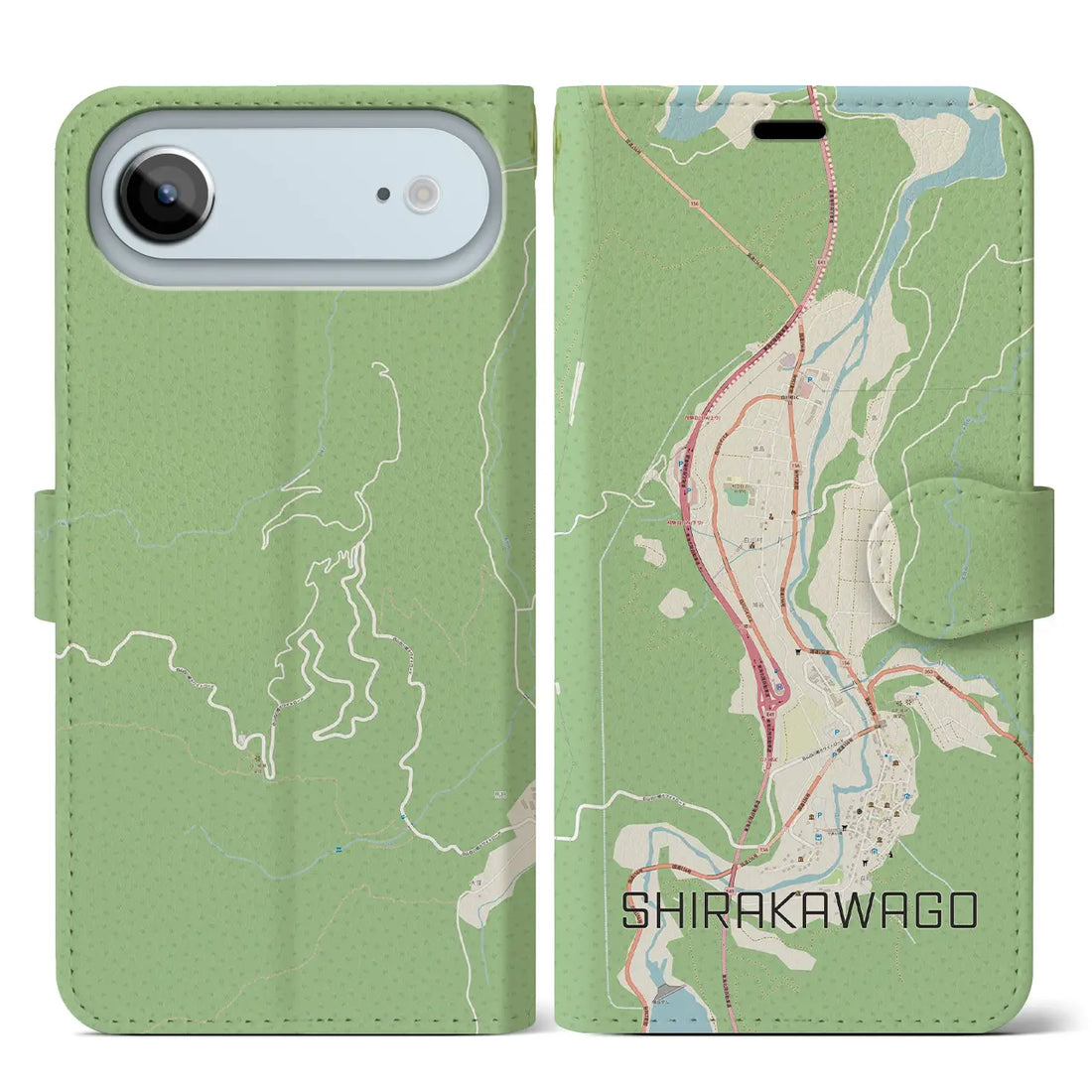 【白川郷(岐阜県)】地図柄iPhoneケース(手帳タイプ)モノトーン・iPhone 17 Pro Max 用