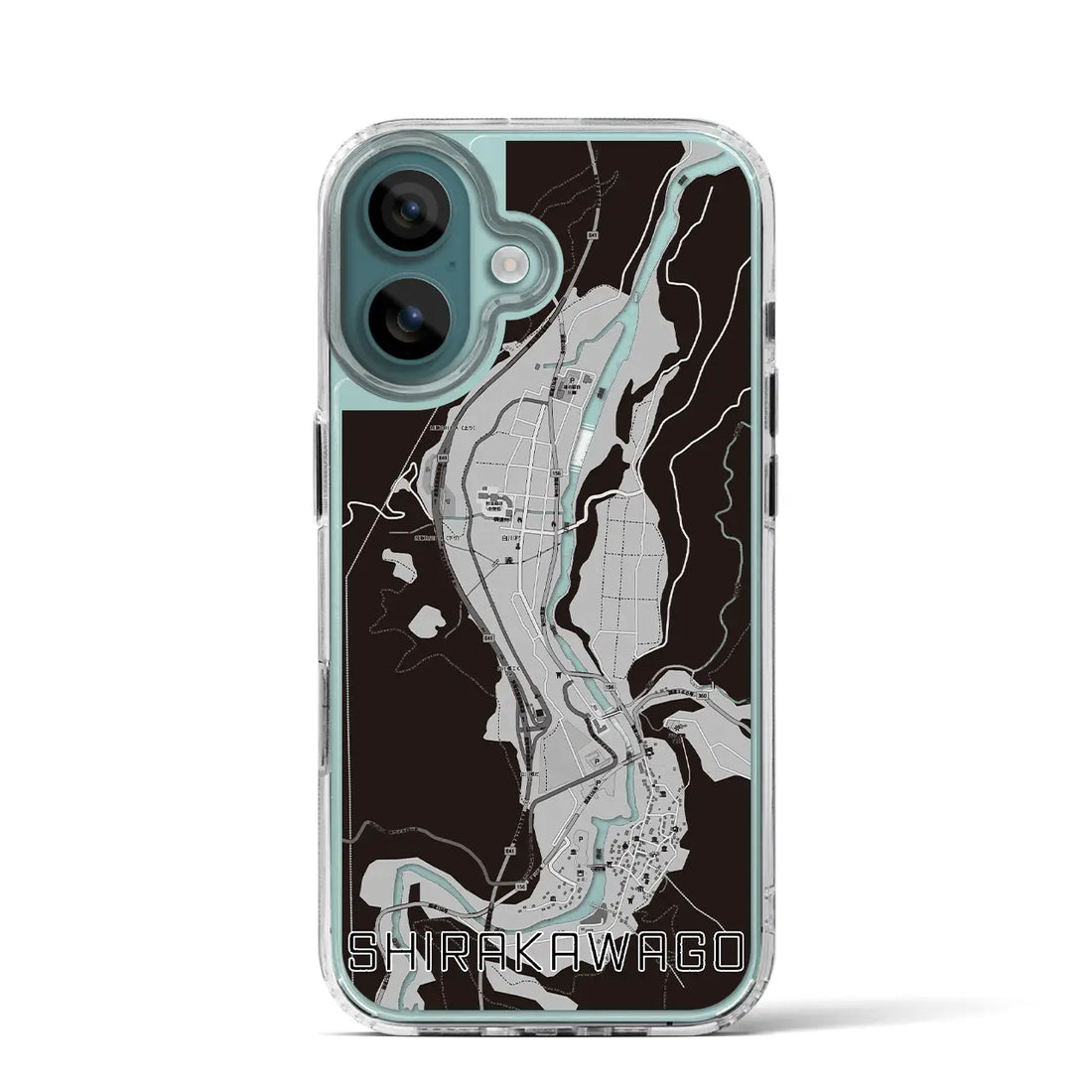 【白川郷(岐阜県)】地図柄iPhoneケース(MagSafeタイプ)モノトーン・iPhone 16 Pro 用