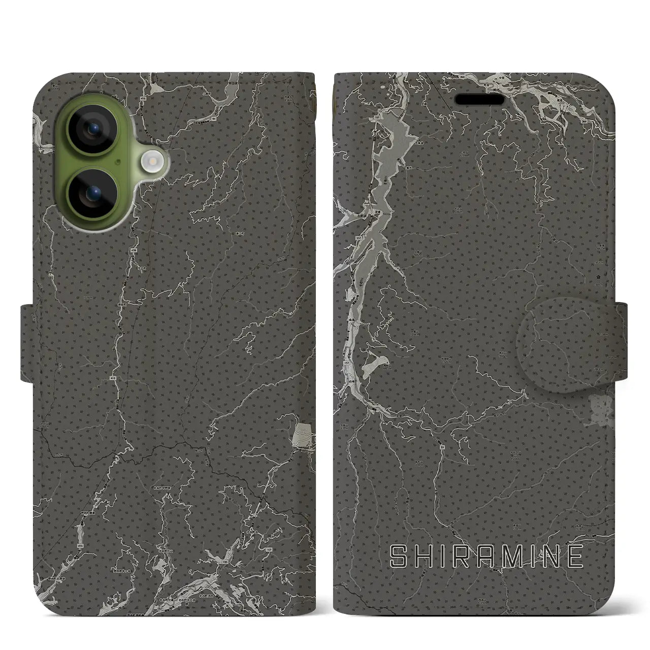 【白峰（石川県）】地図柄iPhoneケース（手帳タイプ）