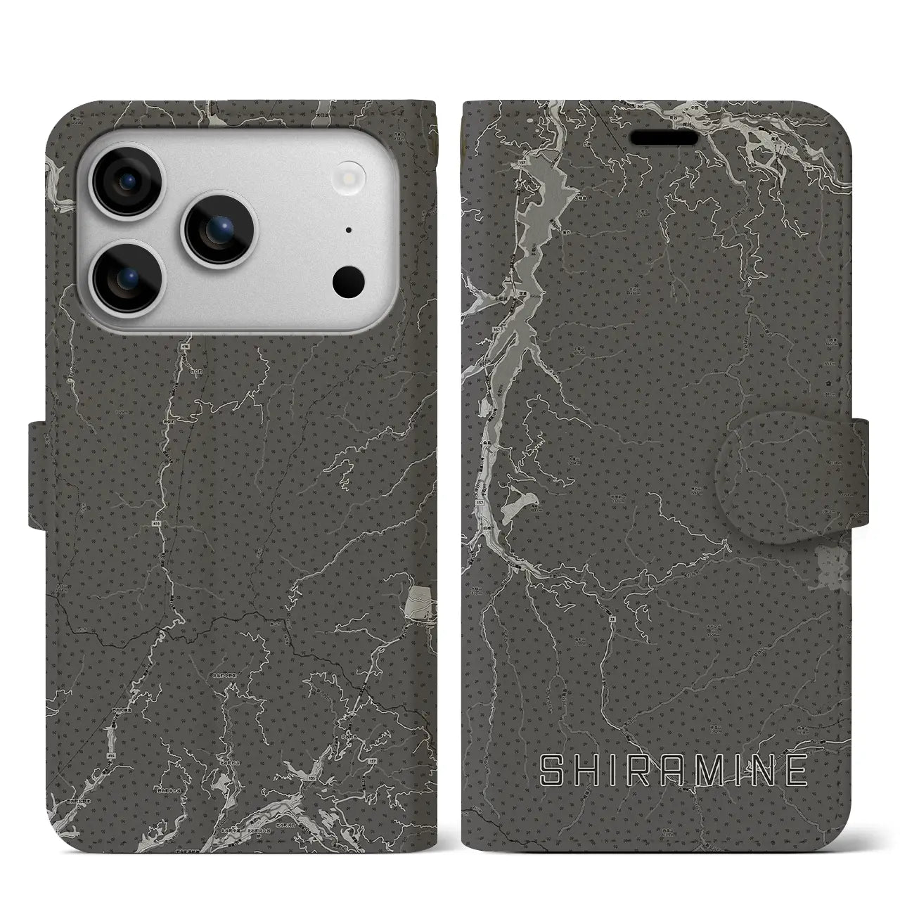 【白峰（石川県）】地図柄iPhoneケース（手帳タイプ）