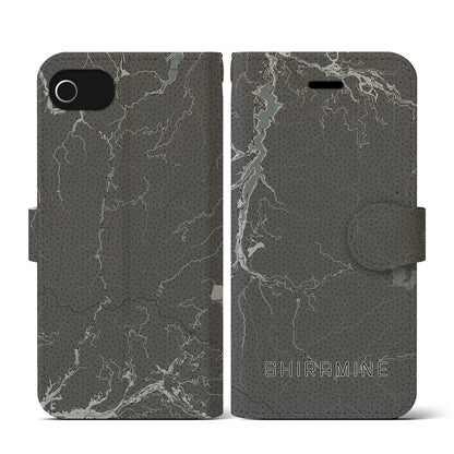 【白峰（石川県）】地図柄iPhoneケース（手帳タイプ）モノトーン・iPhone SE（第3 / 第2世代） / 8 / 7 / 6s / 6 用