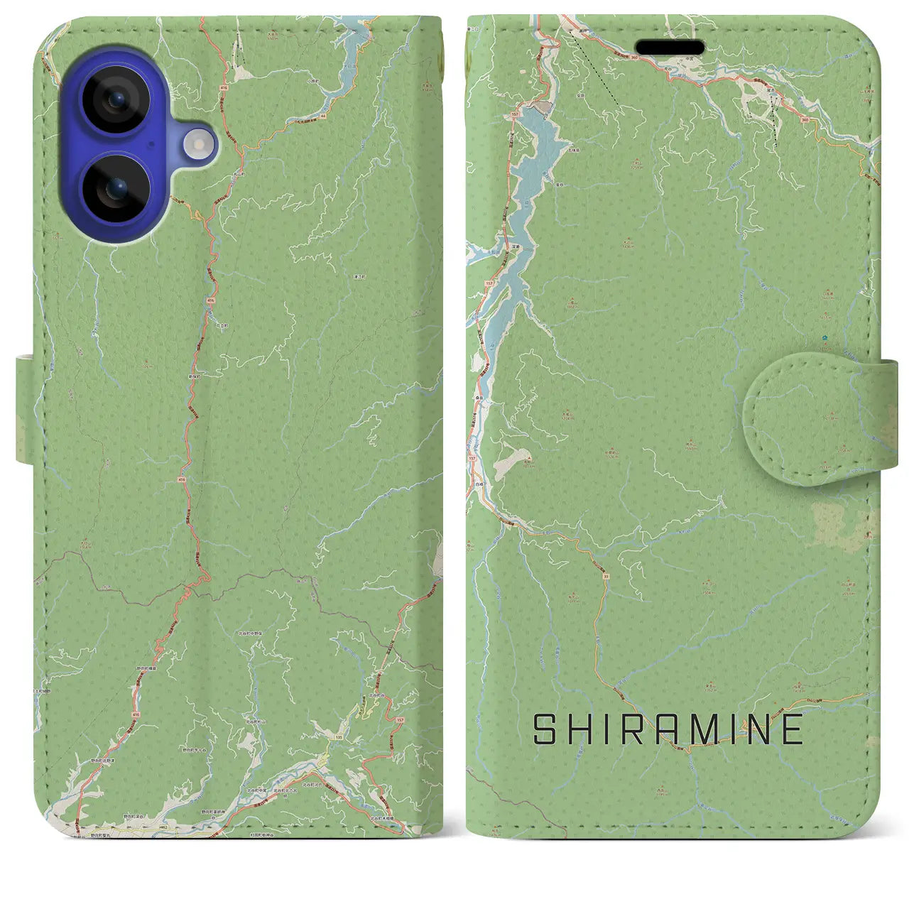 【白峰（石川県）】地図柄iPhoneケース（手帳タイプ）ナチュラル・iPhone 16 Pro Max 用