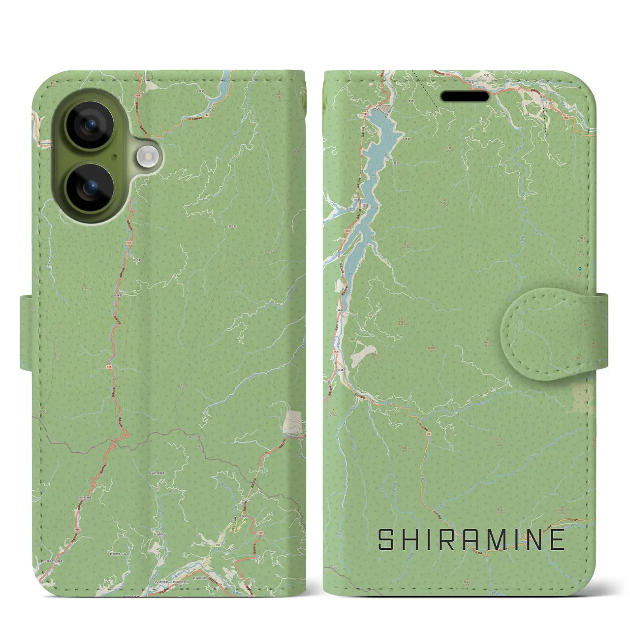 【白峰（石川県）】地図柄iPhoneケース（手帳タイプ）